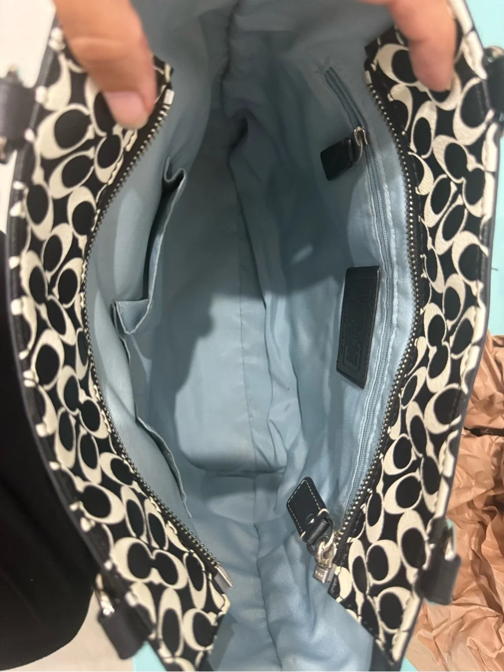 Signature Pattern Black & White Tote Bag